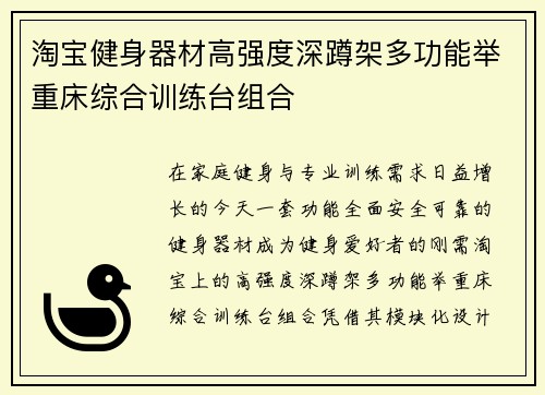 淘宝健身器材高强度深蹲架多功能举重床综合训练台组合