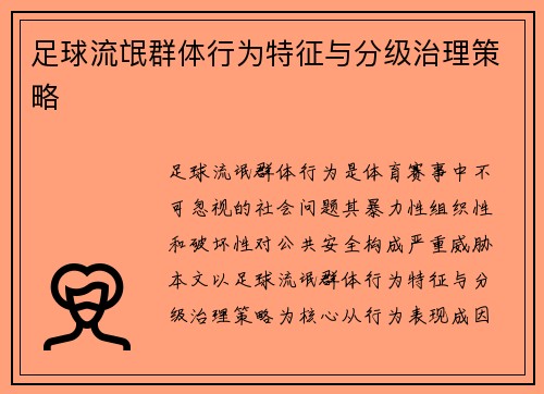 足球流氓群体行为特征与分级治理策略